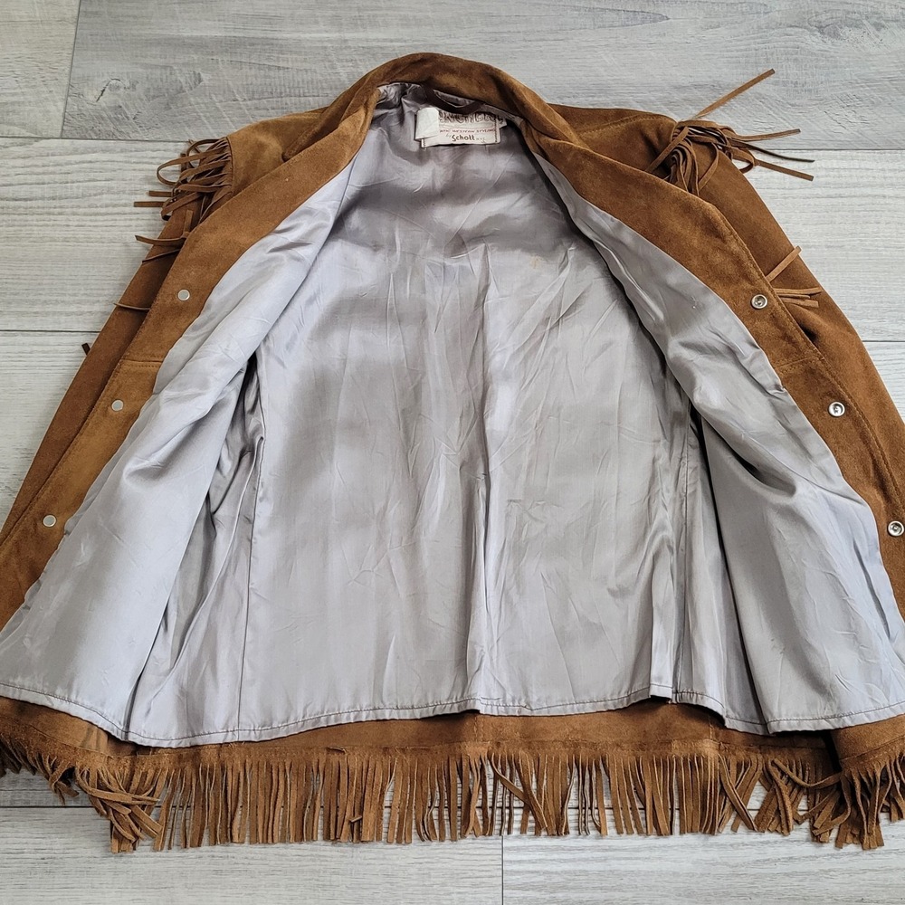 🤠Vintage 70's Schott NYC Rancher Suede Fringe Western Jacket Mens 42 Made USA - Picture 10 of 15